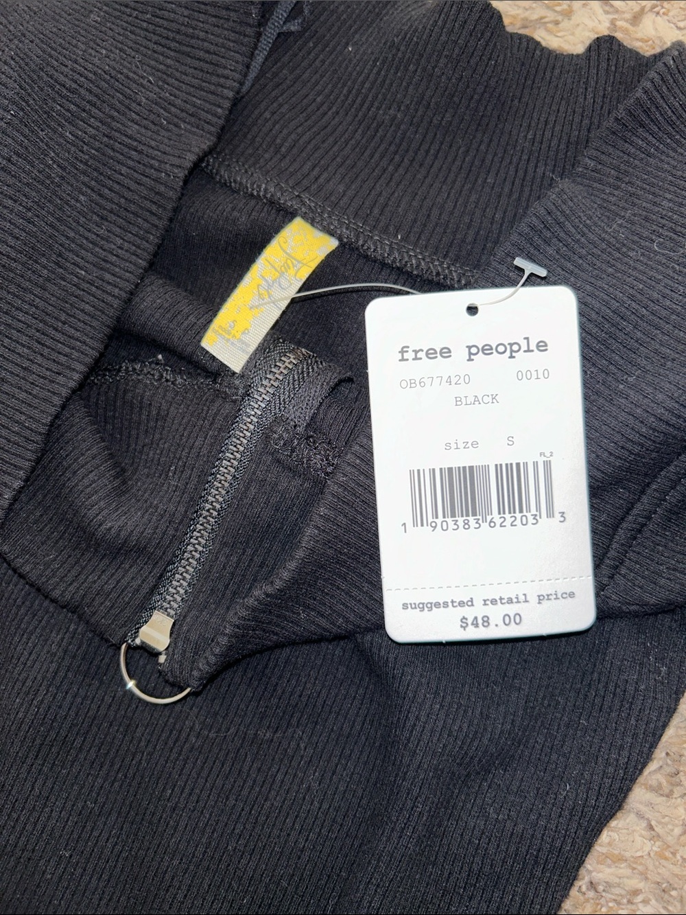 NWT Free People Zip To It Black Off The Shoulder Long Sleeve - Women’s Small - Picture 4 of 5